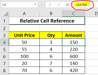 Relative cell reference formula in Excel