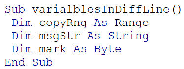 VBA variables in multiple lines declaration