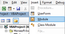 creating standard module in VBA IDE