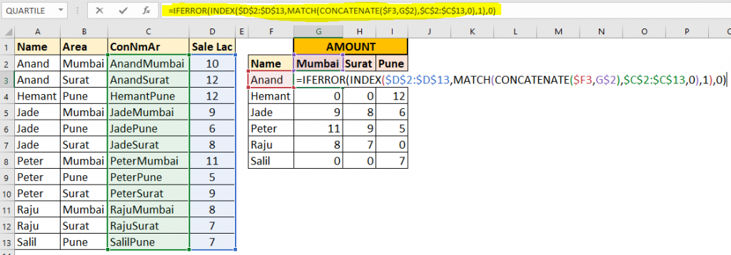 multiple column or criteria index match formula