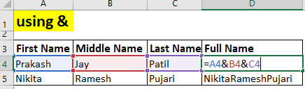 Using ampersand for concatenate in Excel