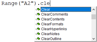 VBA clear methods