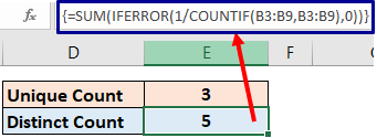 count distinct values using array formula