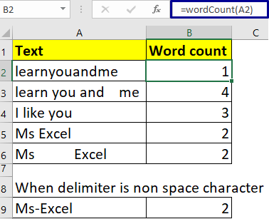 word count in excel using VBA UDF