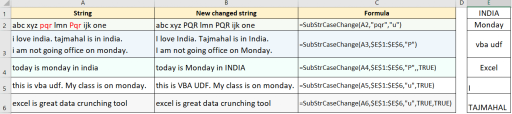 change case of specific word or letter in string in Excel