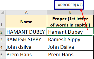 Excel PROPER function