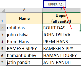 excel upper function