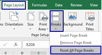 Delete all page breaks in Excel