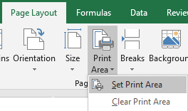 Excel set print area