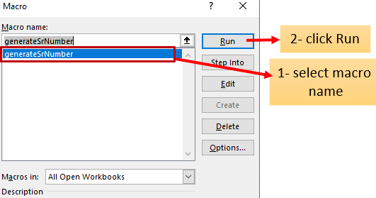 Run VBA code in Excel