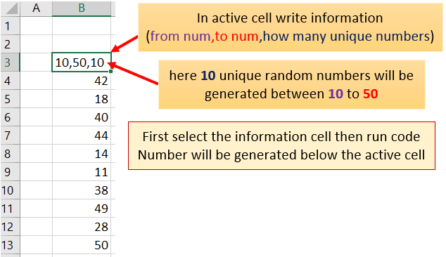 Generate random unique numbers in Excel