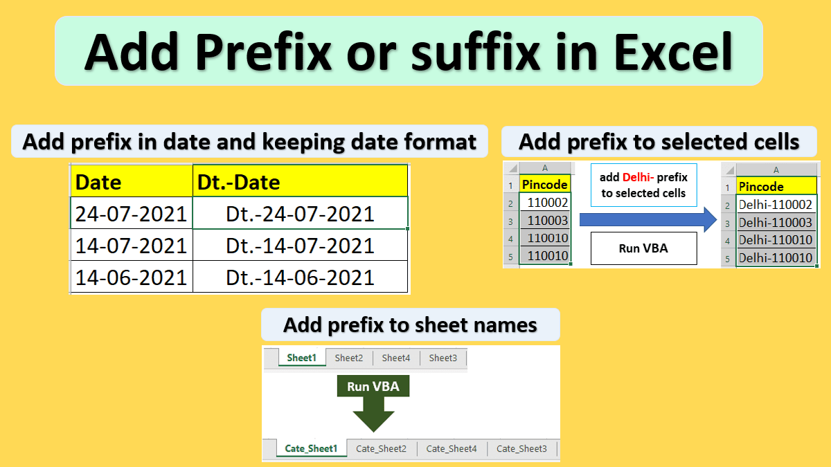 Add prefix or suffix in Excel