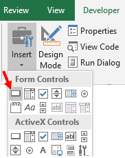 Form control macro button