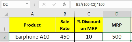 Find original price before discount in Excel