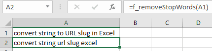 Remove stop words in Excel