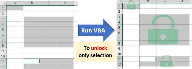 Unlock or unprotect specific cells in Excel