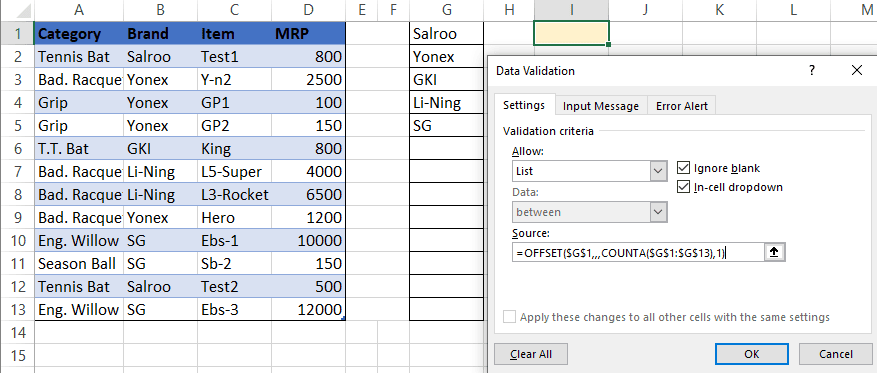 prevent duplicate in Excel drop down list