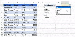 prevent duplicate in Excel drop down list using pivot table