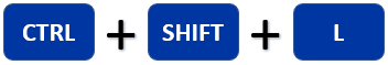 CTRL+SHIFT+L Excel keyboard shortcut to bring filter drop down button