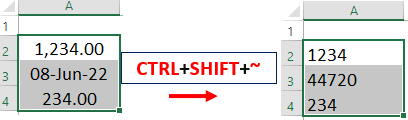 convert numbers to general format