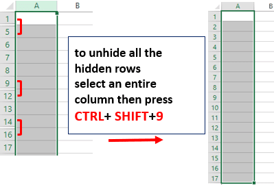 how to unhide rows in excel all at once