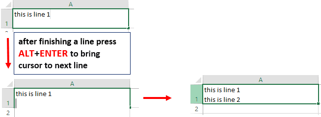 Insert or write multiple lines within cell shortcut key in Excel