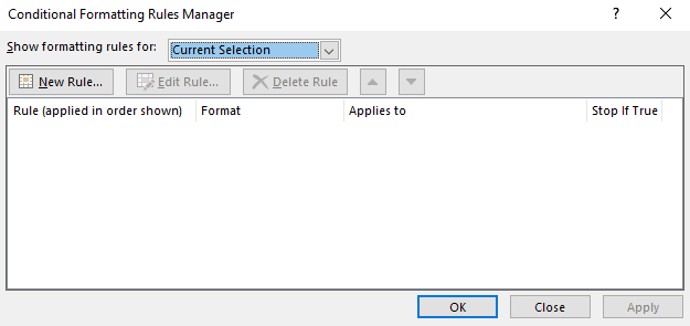 shortcut key to bring conditional formatting rules manager