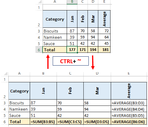 shortcut key to show hide formula in Excel